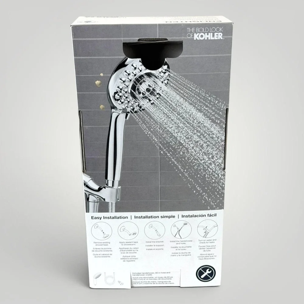 Kohler Enlighten Handheld Shower Head 5 Spray Chrome‎ Massage Jets NIB